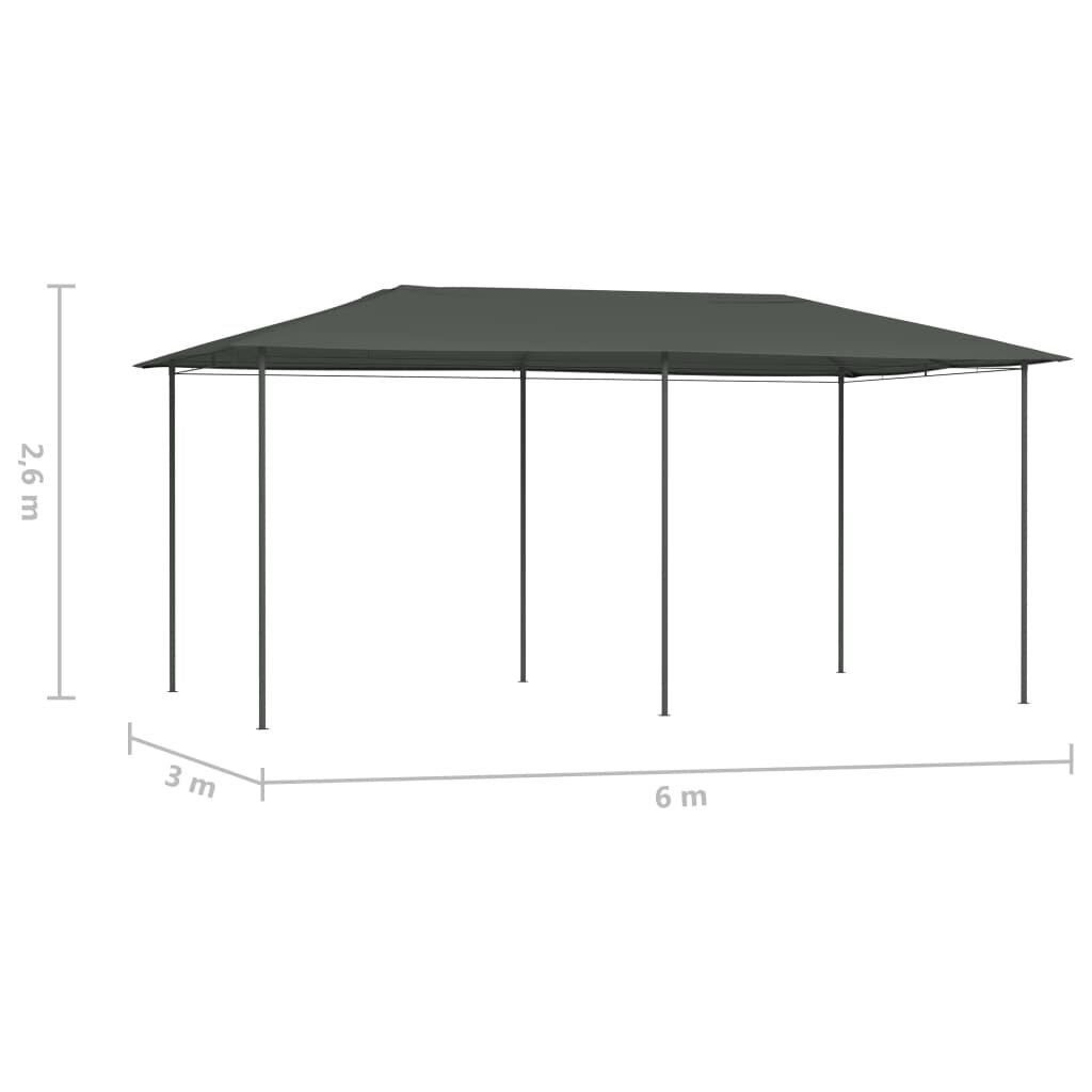vidaXL Huvimaja 3x6x2,6 m antrasiitti 160 g/m² hinta ja tiedot | Puutarhapaviljongit | hobbyhall.fi