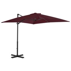 vidaXL Riippuva aurinkovarjo alumiinipylväällä viininpun. 250x250 cm hinta ja tiedot | Aurinkovarjot ja markiisit | hobbyhall.fi