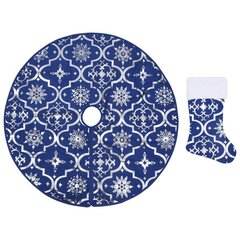 vidaXL Ylellinen joulukuusen jalustapeite sukalla sininen 90 cm kangas hinta ja tiedot | Joulukoristeet | hobbyhall.fi