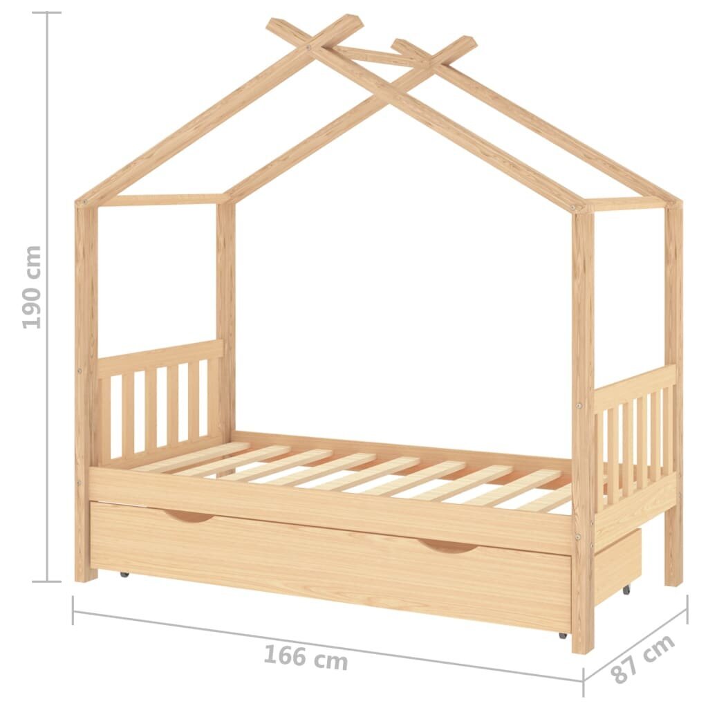vidaXL Lasten sängynrunko laatikolla täysi mänty 80x160 cm hinta ja tiedot | Lastensängyt | hobbyhall.fi