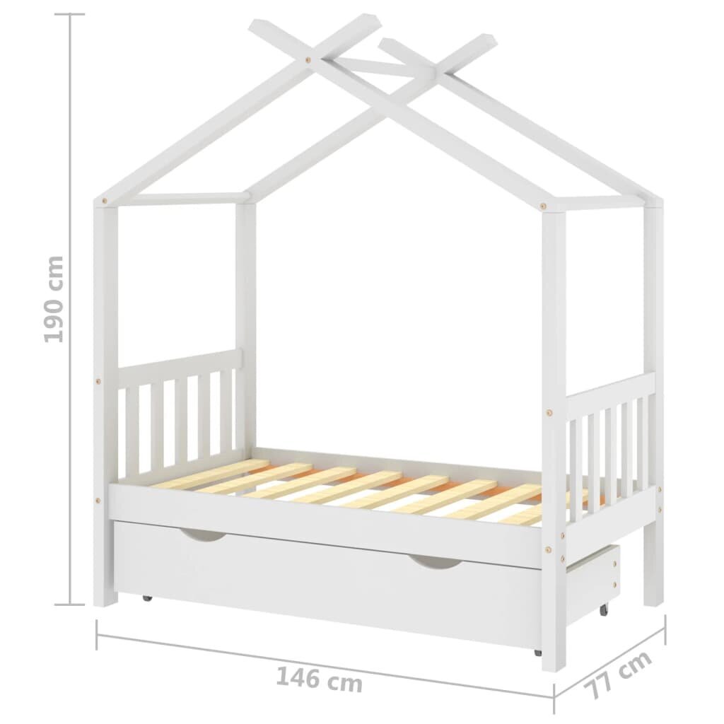 vidaXL Lasten sängynrunko laatikolla valkoinen täysi mänty 70x140 cm hinta ja tiedot | Lastensängyt | hobbyhall.fi
