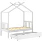 vidaXL Lasten sängynrunko laatikolla valkoinen täysi mänty 70x140 cm hinta ja tiedot | Lastensängyt | hobbyhall.fi