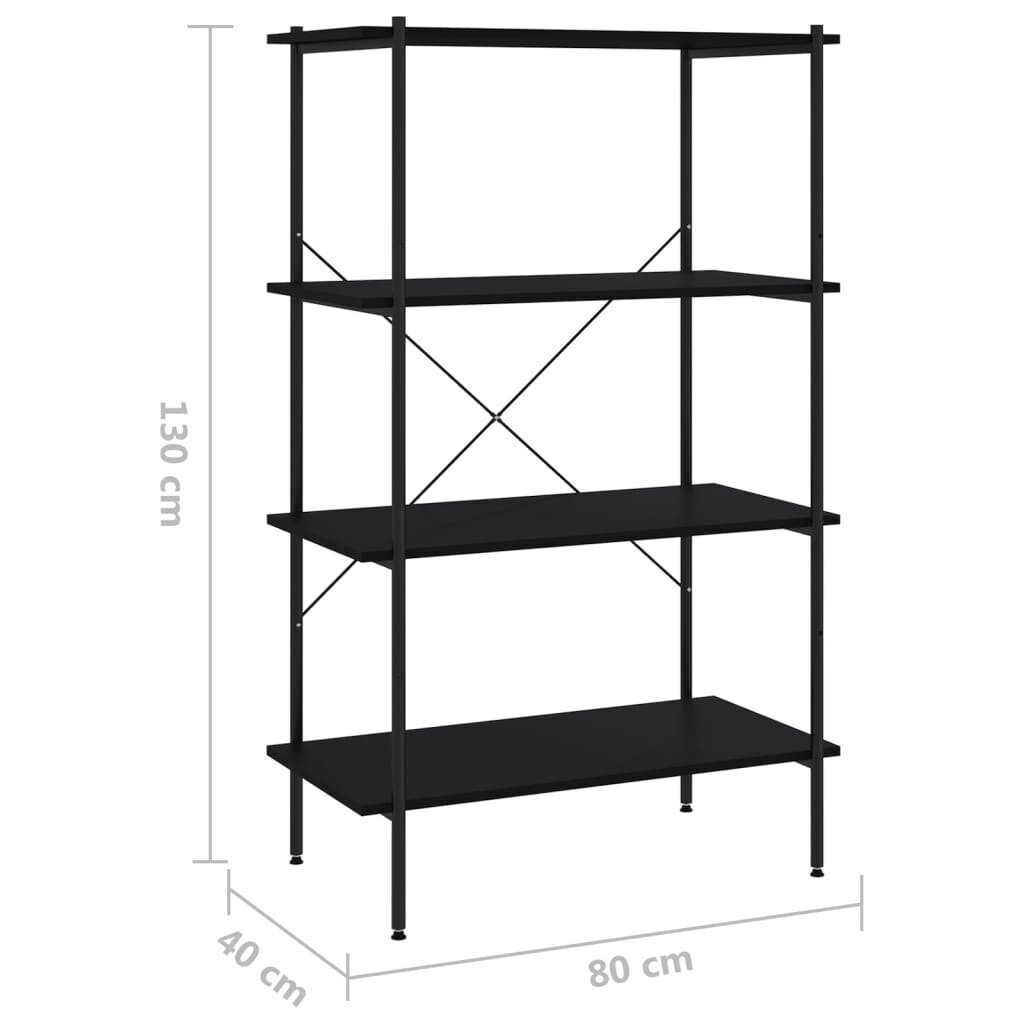 vidaXL 4-kerroksinen Hyllykkö musta 80x40x130 cm hinta ja tiedot | Hyllyt | hobbyhall.fi