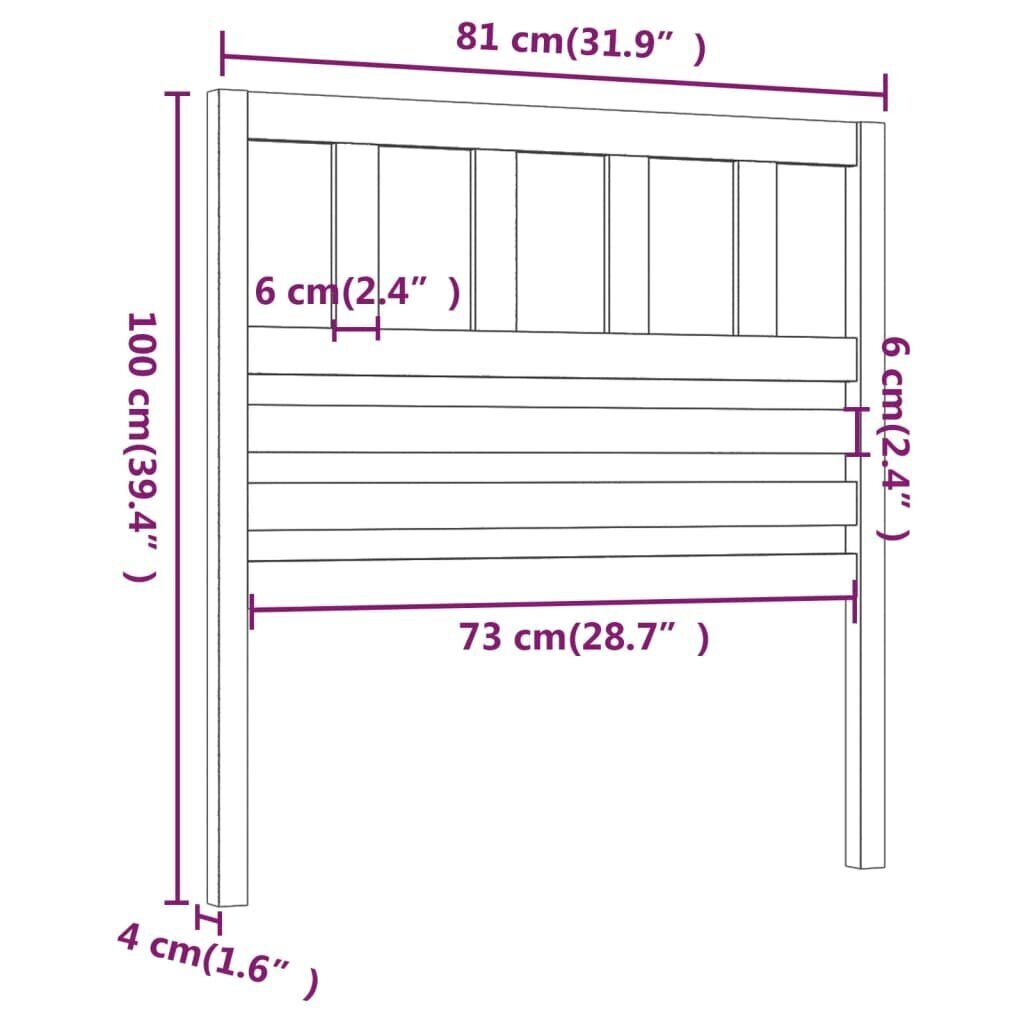 vidaXL Sängynpääty musta 81x4x100 cm täysi mänty hinta ja tiedot | Sängyt | hobbyhall.fi