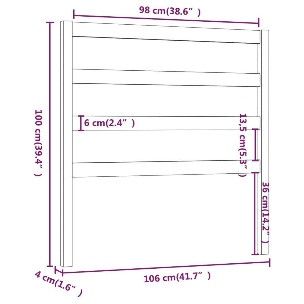 vidaXL Sängynpääty hunajanruskea 106x4x100 cm täysi mänty hinta ja tiedot | Sängyt | hobbyhall.fi