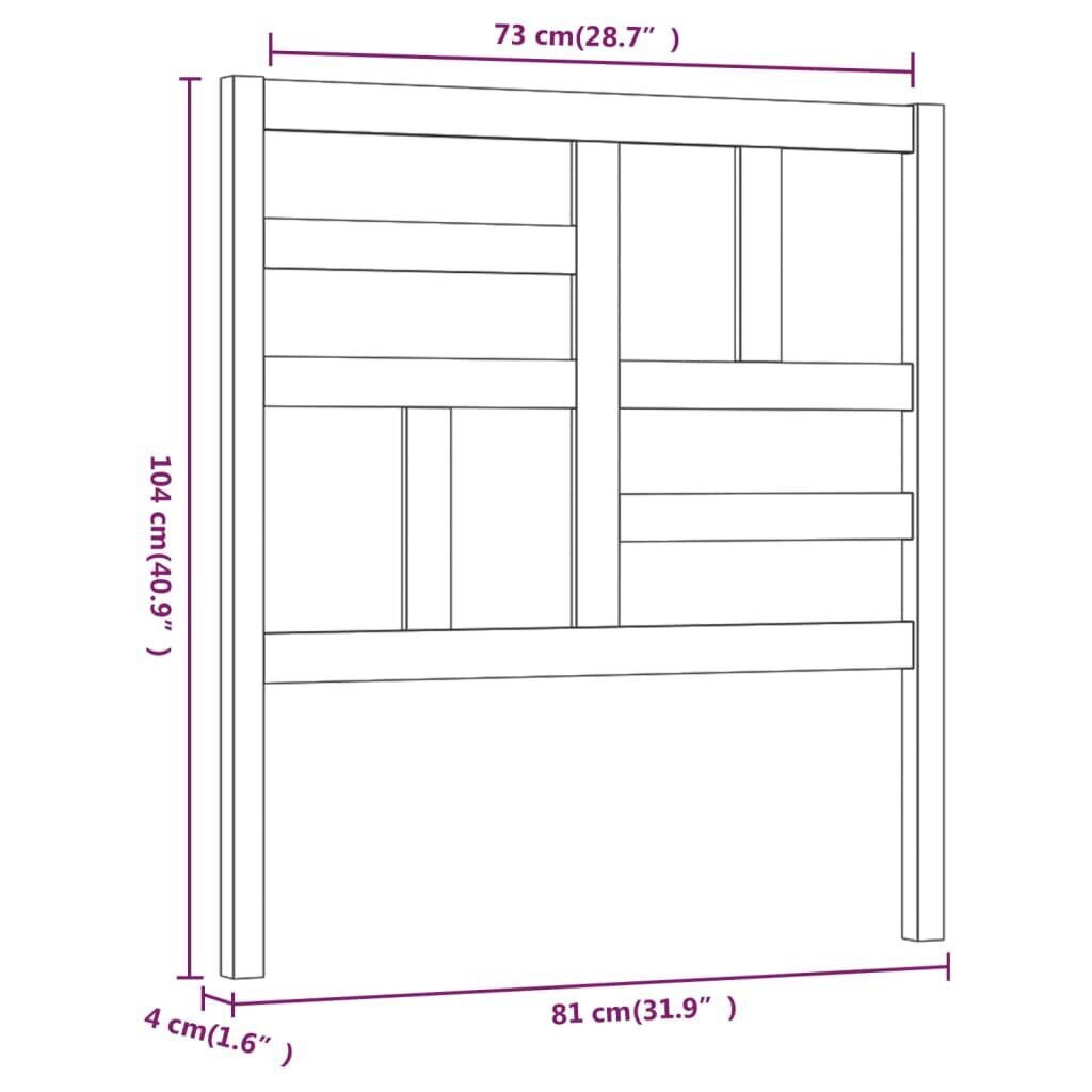 vidaXL Sängynpääty harmaa 81x4x104 cm täysi mänty hinta ja tiedot | Sängyt | hobbyhall.fi