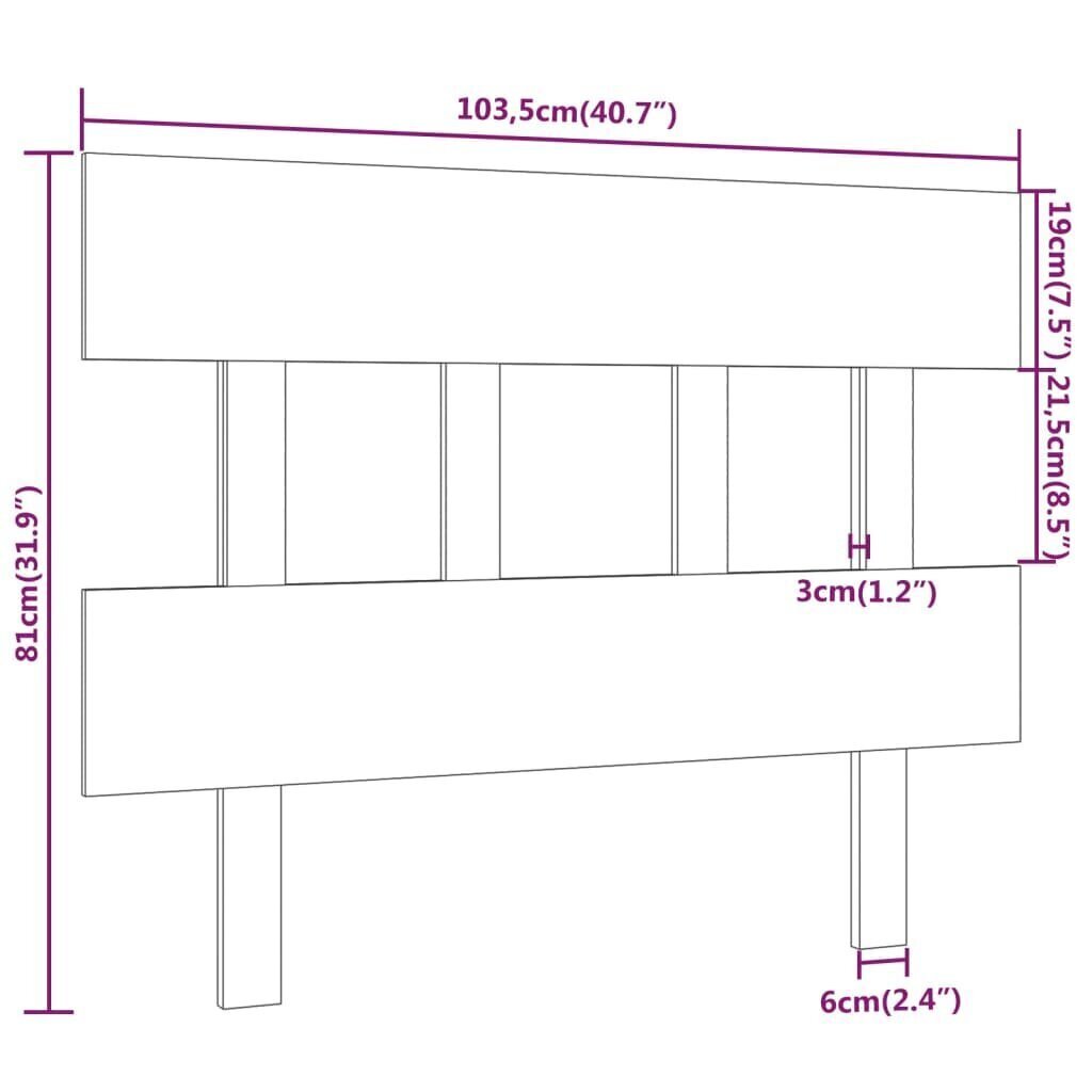 vidaXL Sängynpääty musta 103,5x3x81 cm täysi mänty hinta ja tiedot | Sängyt | hobbyhall.fi