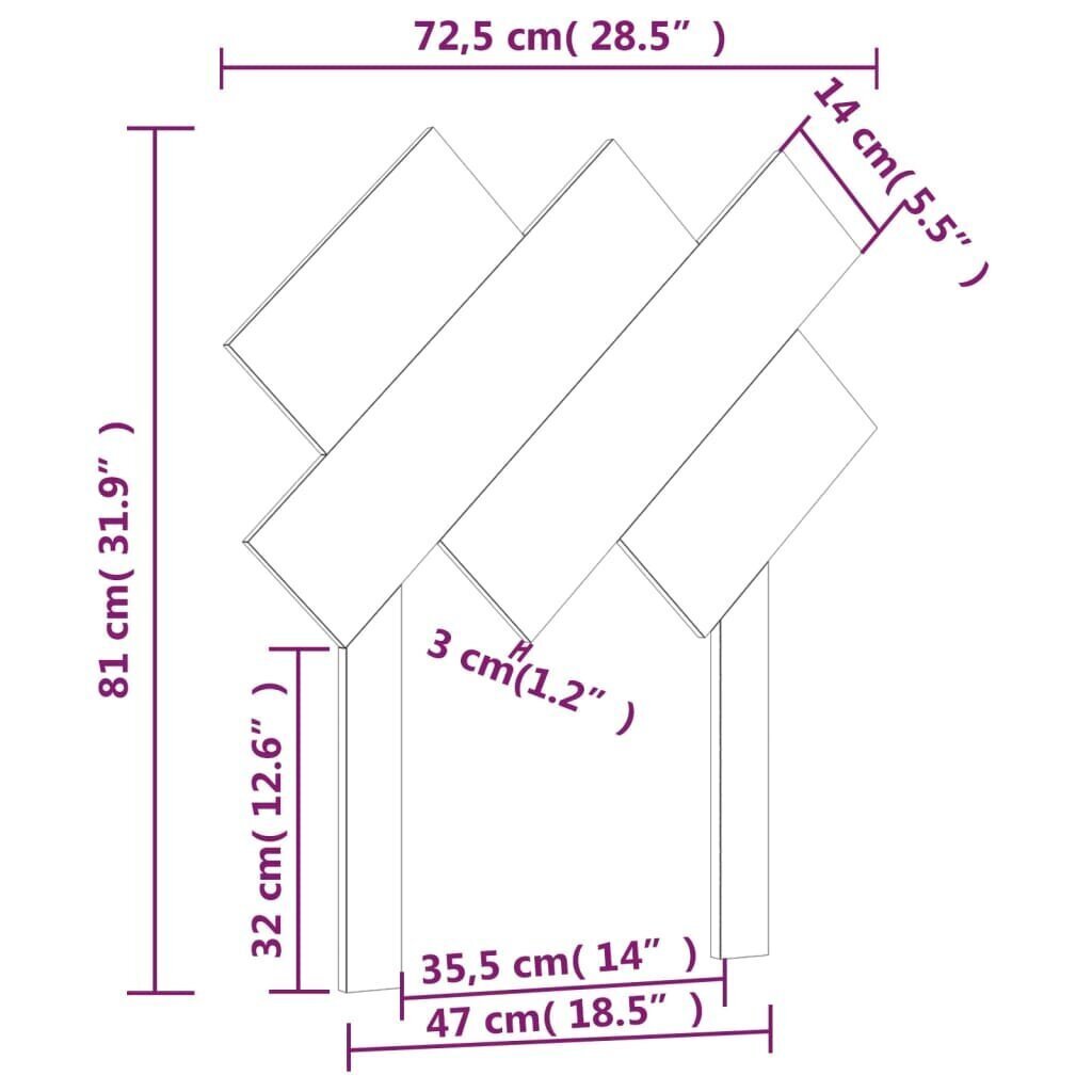 vidaXL Sängynpääty 72,5x3x81 cm täysi mänty hinta ja tiedot | Sängyt | hobbyhall.fi