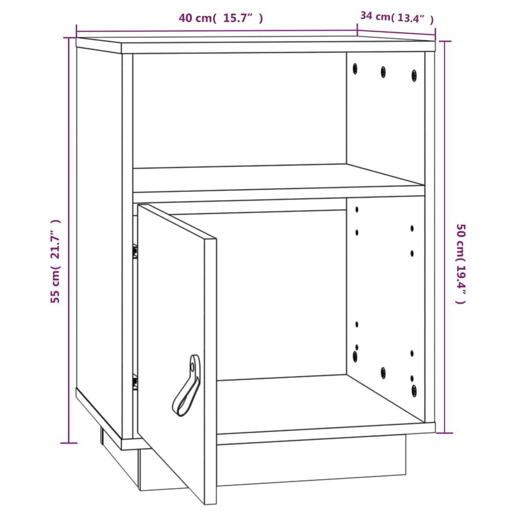 vidaXL Yöpöytä hunajanruskea 40x34x55 cm täysi mänty hinta ja tiedot | Yöpöydät | hobbyhall.fi