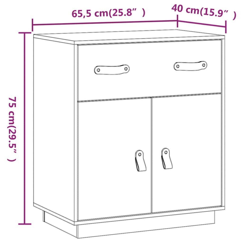 vidaXL Senkki hunajanruskea 65,5x40x75 cm täysi mänty hinta ja tiedot | Olohuoneen kaapit ja lipastot | hobbyhall.fi