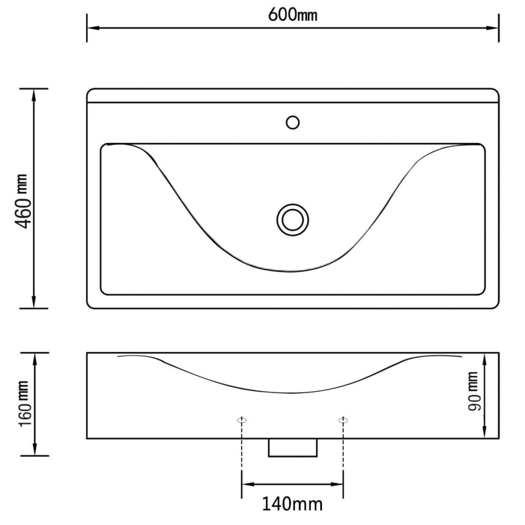 vidaXL Pesuallas ylivuodolla 60x46x16 cm keraaminen hopea hinta ja tiedot | Pesualtaat | hobbyhall.fi