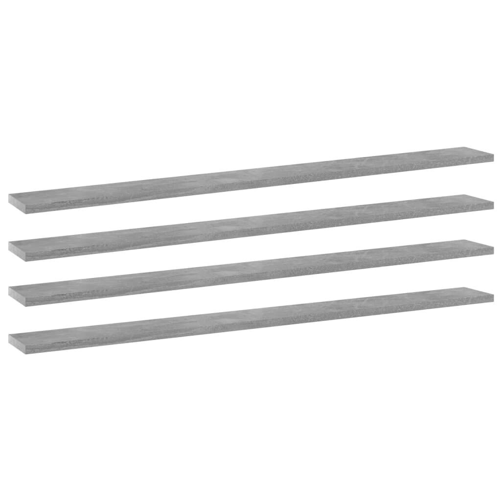 vidaXL Kirjahyllytasot 4 kpl betoninharmaa 100x10x1,5 cm lastulevy hinta ja tiedot | Hyllyt | hobbyhall.fi