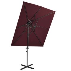 vidaXL Riippuva aurinkovarjo tuplakatolla viininpunainen 250x250 cm hinta ja tiedot | Aurinkovarjot ja markiisit | hobbyhall.fi