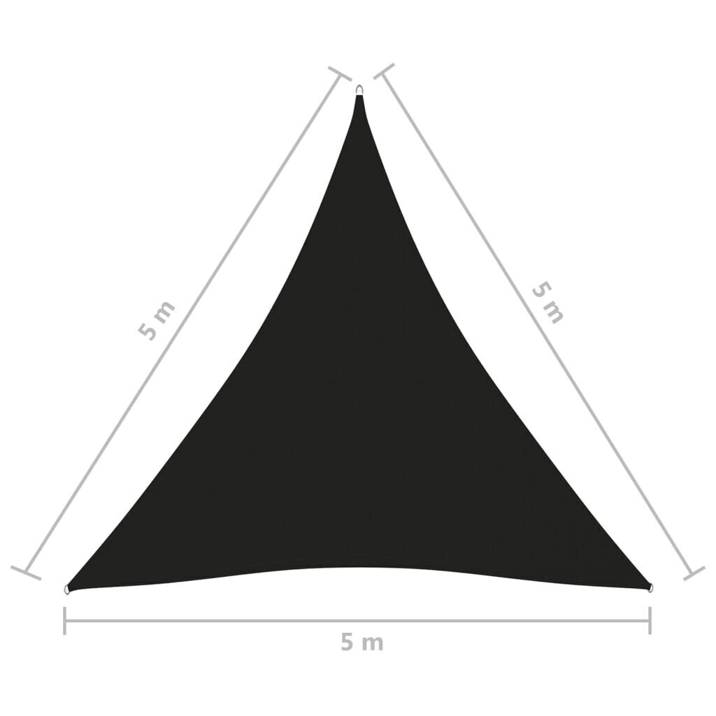 vidaXL Aurinkopurje Oxford-kangas kolmio 5x5x5 m musta hinta ja tiedot | Aurinkovarjot ja markiisit | hobbyhall.fi