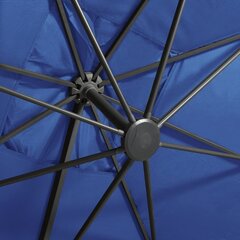 vidaXL Riippuva aurinkovarjo tangolla ja LED-valoilla taivaans. 300 cm hinta ja tiedot | Aurinkovarjot ja markiisit | hobbyhall.fi