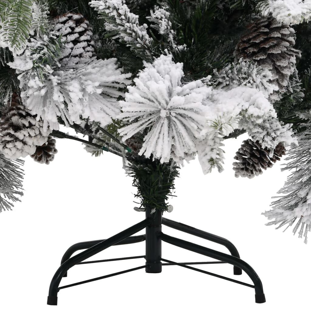 vidaXL Joulukuusi lumihuurteella ja kävyillä 225 cm PVC ja PE hinta ja tiedot | Joulukuuset ja kranssit | hobbyhall.fi
