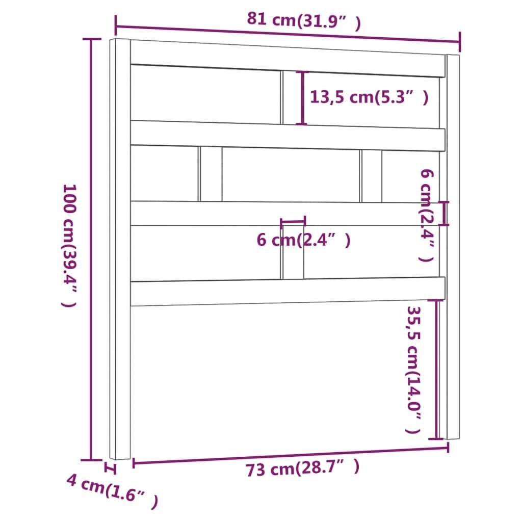 vidaXL Sängynpääty musta 81x4x100 cm täysi mänty hinta ja tiedot | Sängyt | hobbyhall.fi