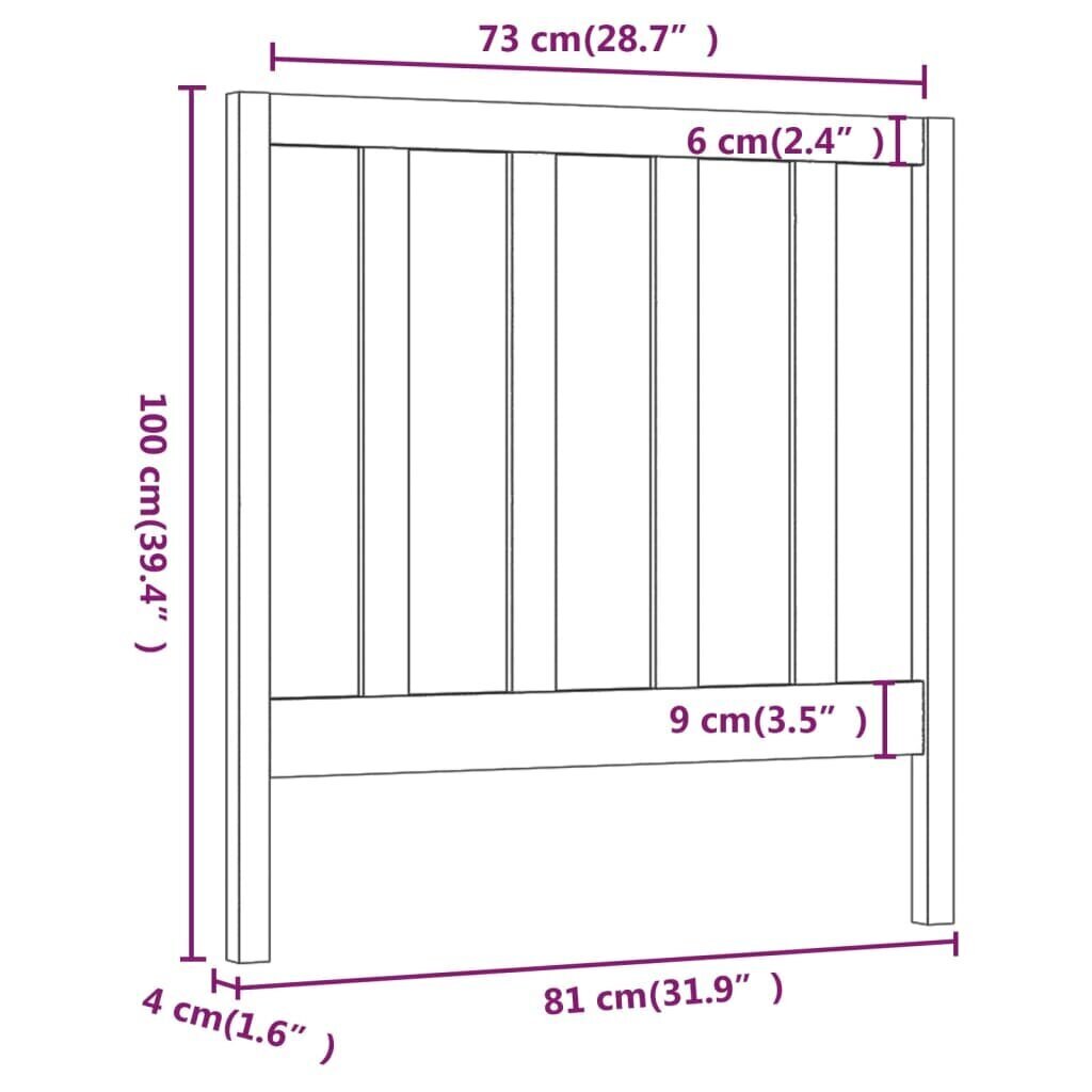 vidaXL Sängynpääty musta 81x4x100 cm täysi mänty hinta ja tiedot | Sängyt | hobbyhall.fi