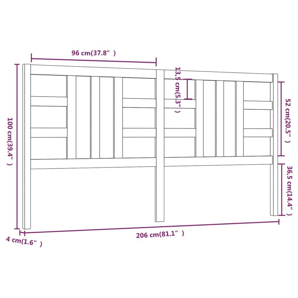 vidaXL Sängynpääty hunajanruskea 206x4x100 cm täysi mänty hinta ja tiedot | Sängyt | hobbyhall.fi