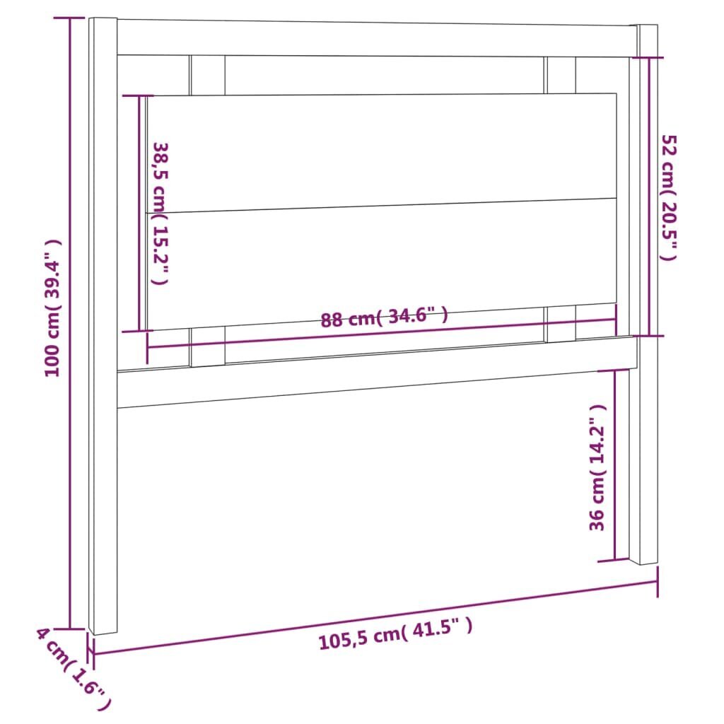 vidaXL Sängynpääty 105,5x4x100 cm täysi mänty hinta ja tiedot | Sängyt | hobbyhall.fi