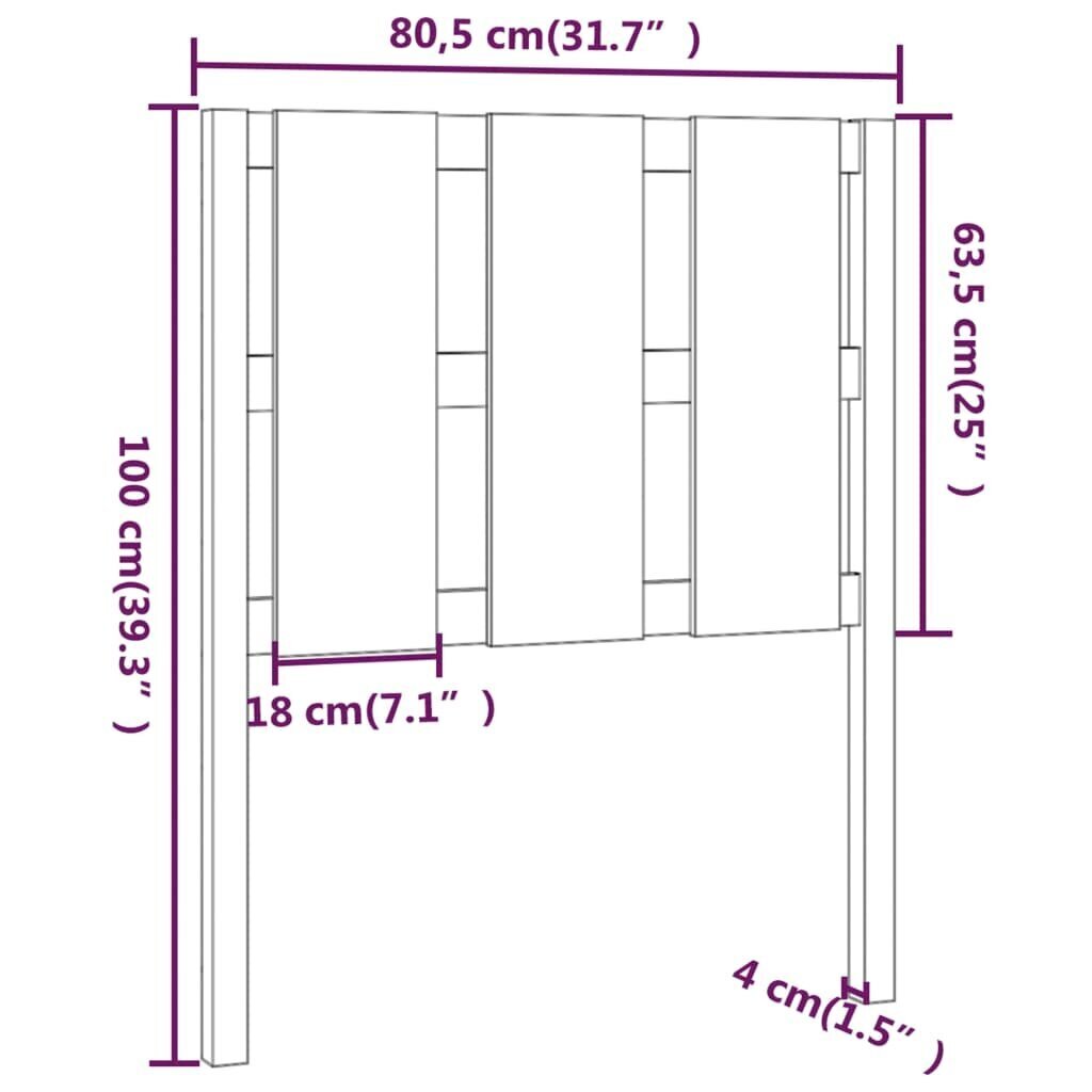 vidaXL Sängynpääty hunajanruskea 80,5x4x100 cm täysi mänty hinta ja tiedot | Sängyt | hobbyhall.fi