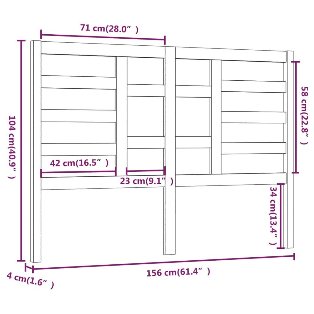 vidaXL Sängynpääty 156x4x104 cm täysi mänty hinta ja tiedot | Sängyt | hobbyhall.fi