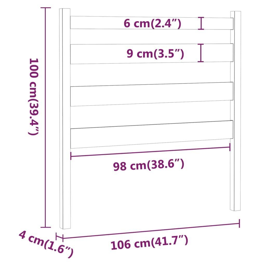 vidaXL Sängynpääty musta 106x4x100 cm täysi mänty hinta ja tiedot | Sängyt | hobbyhall.fi