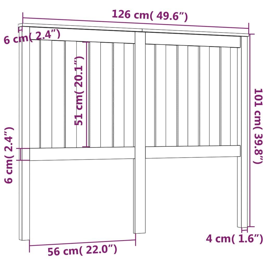 vidaXL Sängynpääty hunajanruskea 126x6x101 cm täysi mänty hinta ja tiedot | Sängyt | hobbyhall.fi