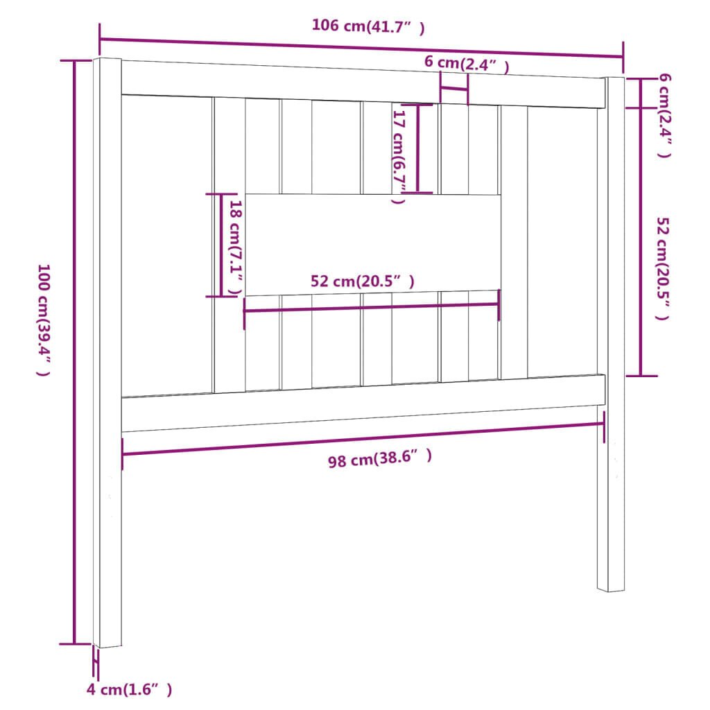 vidaXL Sängynpääty hunajanruskea 106x4x100 cm täysi mänty hinta ja tiedot | Sängyt | hobbyhall.fi