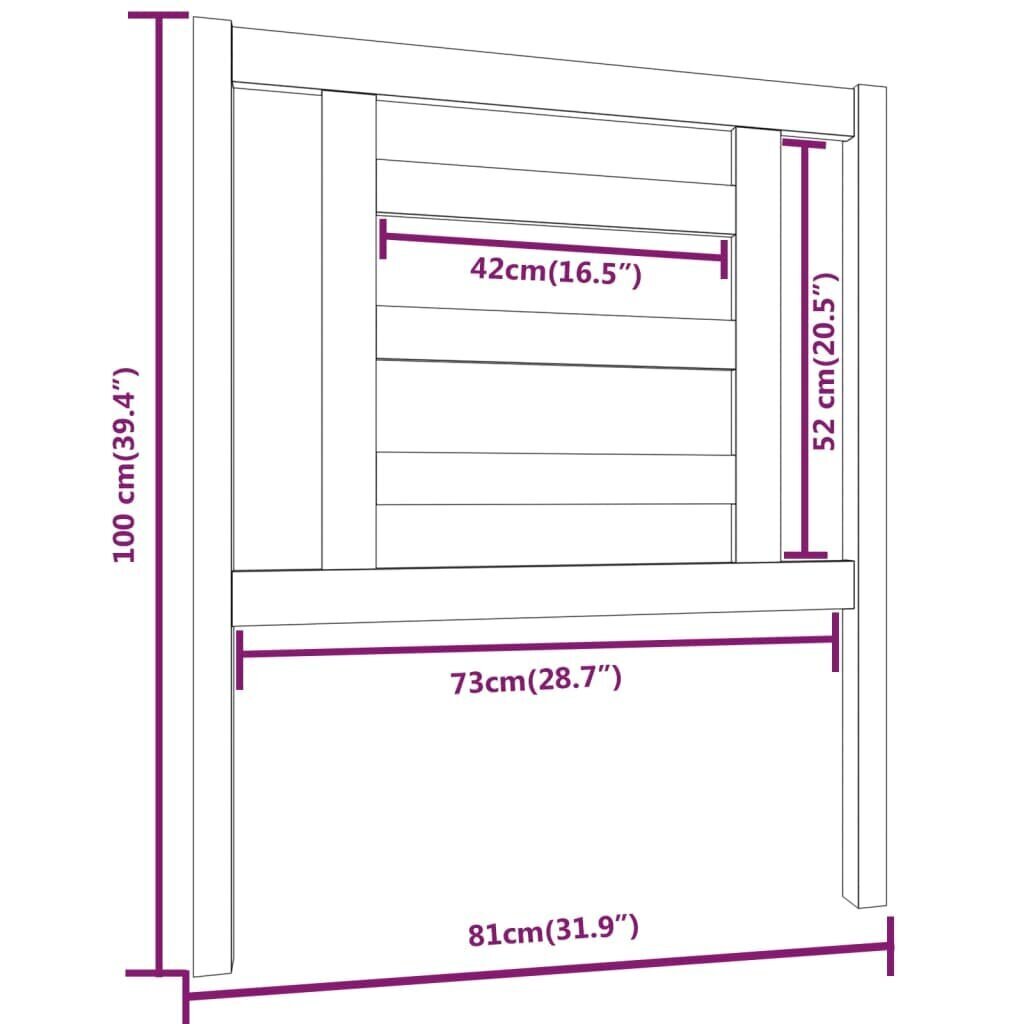 vidaXL Sängynpääty musta 81x4x100 cm täysi mänty hinta ja tiedot | Sängyt | hobbyhall.fi