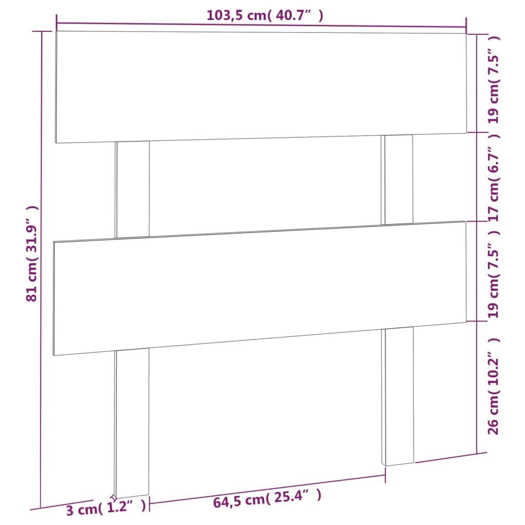 vidaXL Sängynpääty harmaa 103,5x3x81 cm täysi mänty hinta ja tiedot | Sängyt | hobbyhall.fi