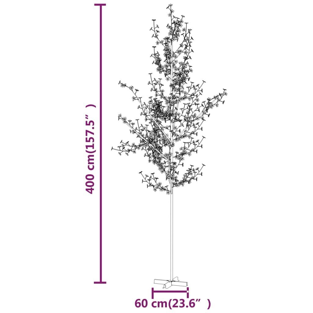 vidaXL Kirsikankukka LED-puu lämmin valkoinen 672 LED-valoa 400 cm hinta ja tiedot | Joulukoristeet | hobbyhall.fi
