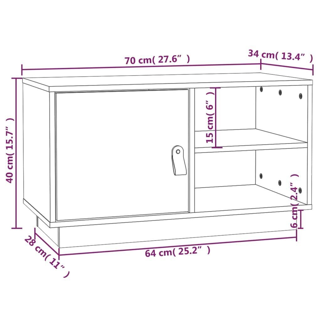 vidaXL TV-taso hunajanruskea 70x34x40 cm täysi mänty hinta ja tiedot | TV-tasot | hobbyhall.fi