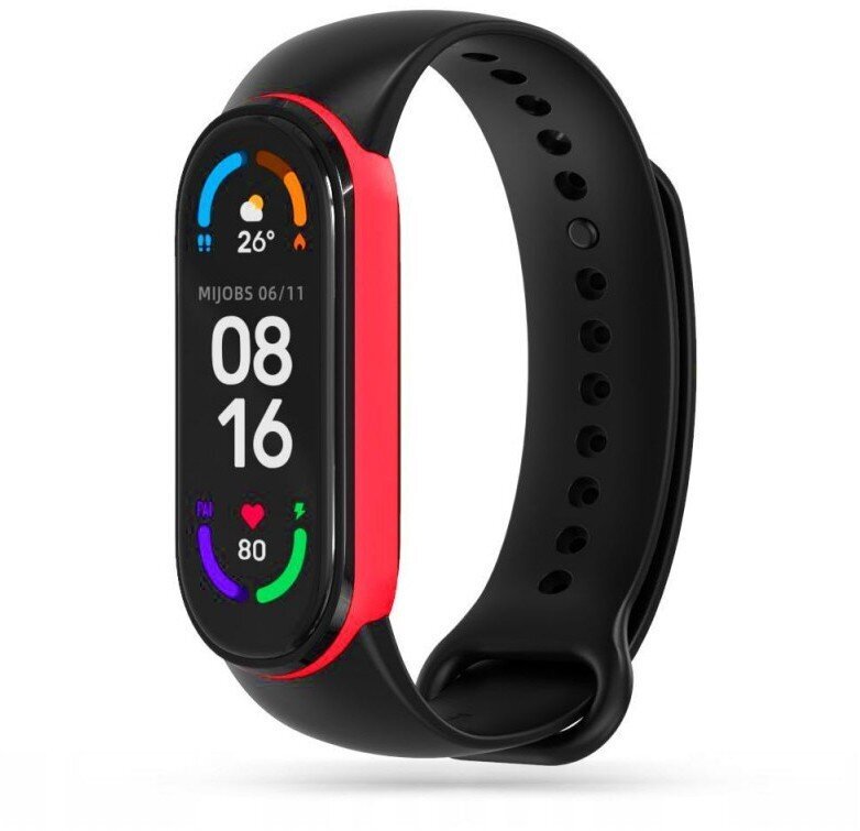 4 tuotteen paketti, Tech-Protect kellon ranneke IconBand Xiaomi Mi Band 7, musta/punainen hinta ja tiedot | Aktiivisuusrannekkeet | hobbyhall.fi