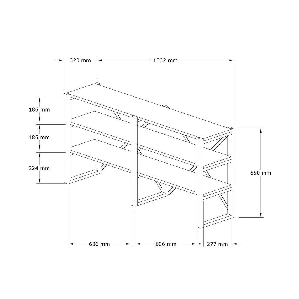 Hylly, Asir, 133,2x65x32,1 cm, musta/valkoinen hinta ja tiedot | Hyllyt | hobbyhall.fi