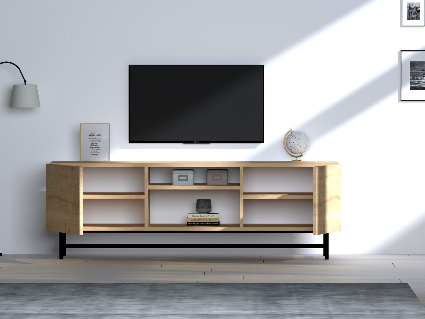 TV-taso, Asir, 150x50x40 cm, beige hinta ja tiedot | TV-tasot | hobbyhall.fi