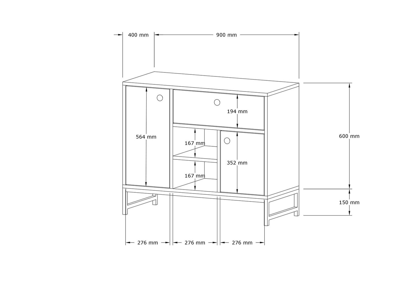 Konsolipöytä, Asir, 90x75x40 cm, valkoinen/musta hinta ja tiedot | Sivupöydät | hobbyhall.fi