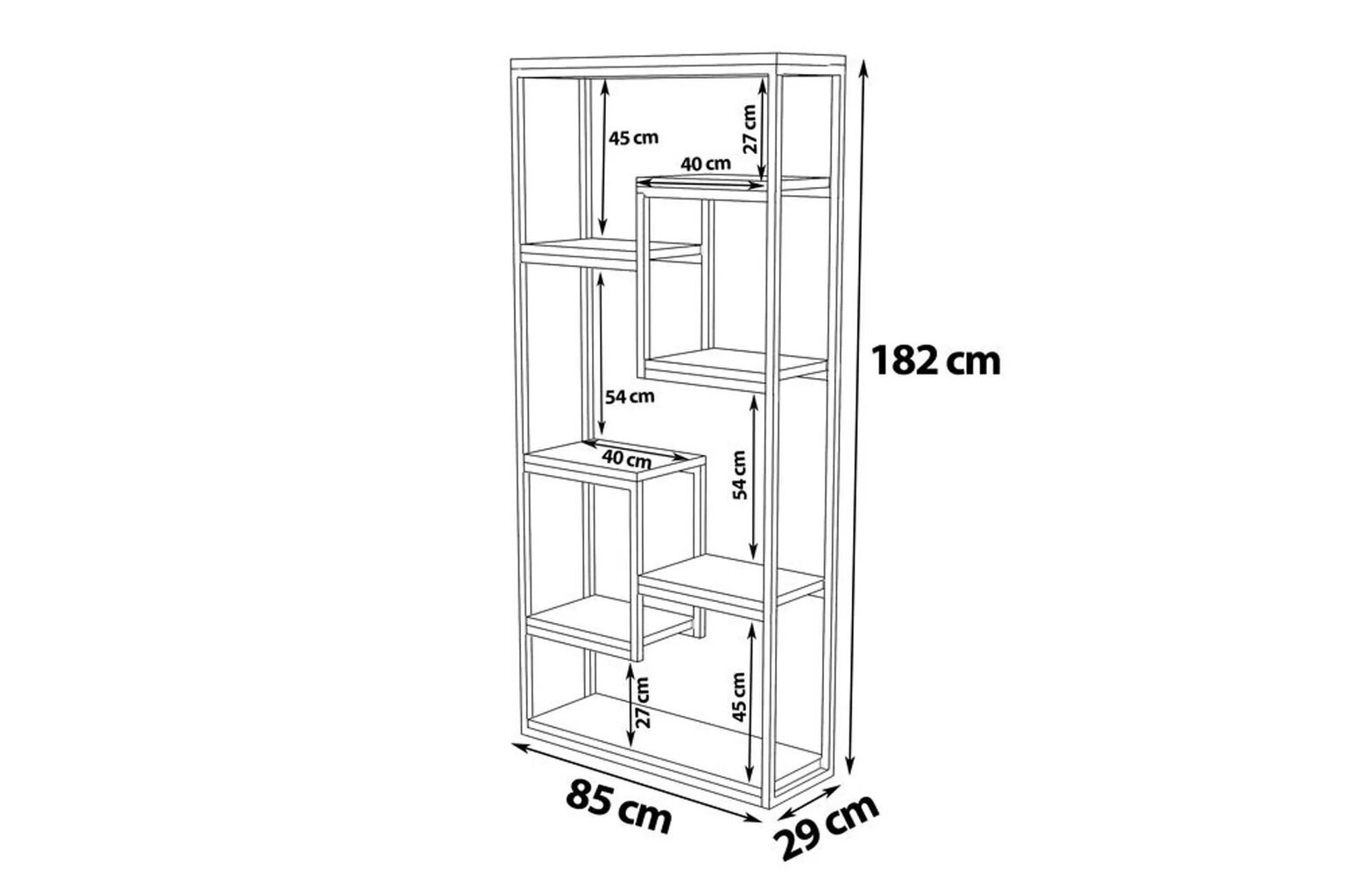 Hylly, Asir, 85x182x29 cm, beige/musta hinta ja tiedot | Hyllyt | hobbyhall.fi