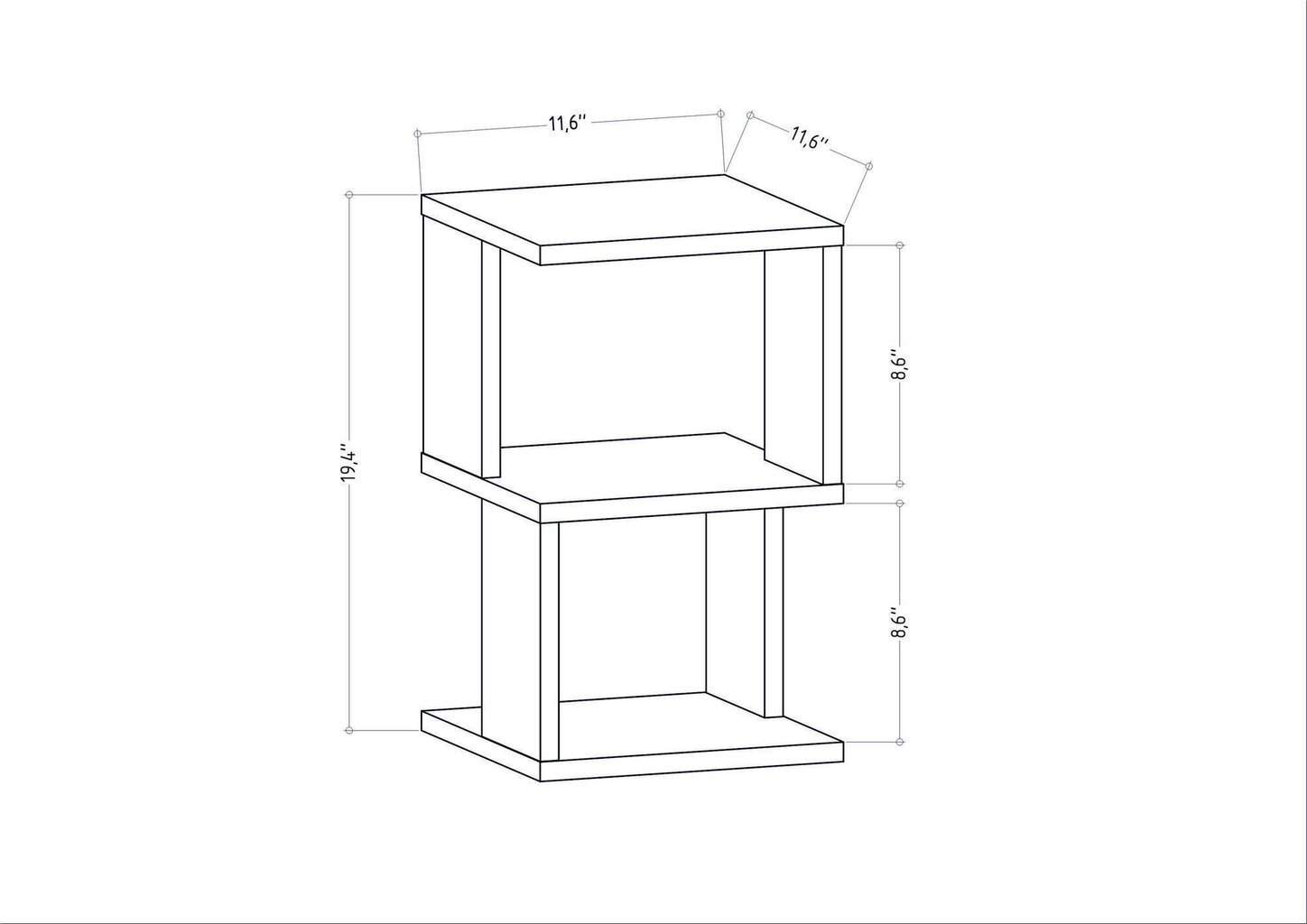 Yöpöytä, Asir, 29,6x29,6x49,4 cm, harmaa/valkoinen hinta ja tiedot | Yöpöydät | hobbyhall.fi
