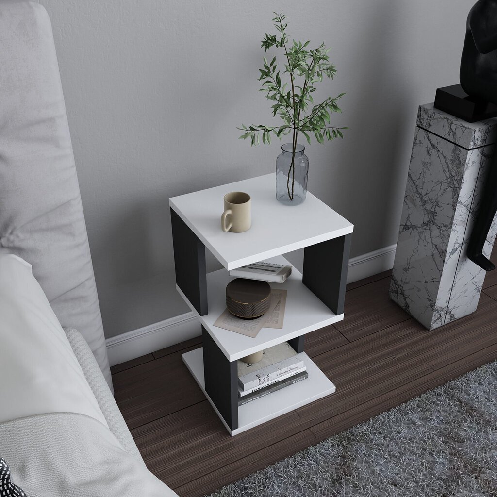Yöpöytä, Asir, 29,6x29,6x49,4 cm, harmaa/valkoinen hinta ja tiedot | Yöpöydät | hobbyhall.fi