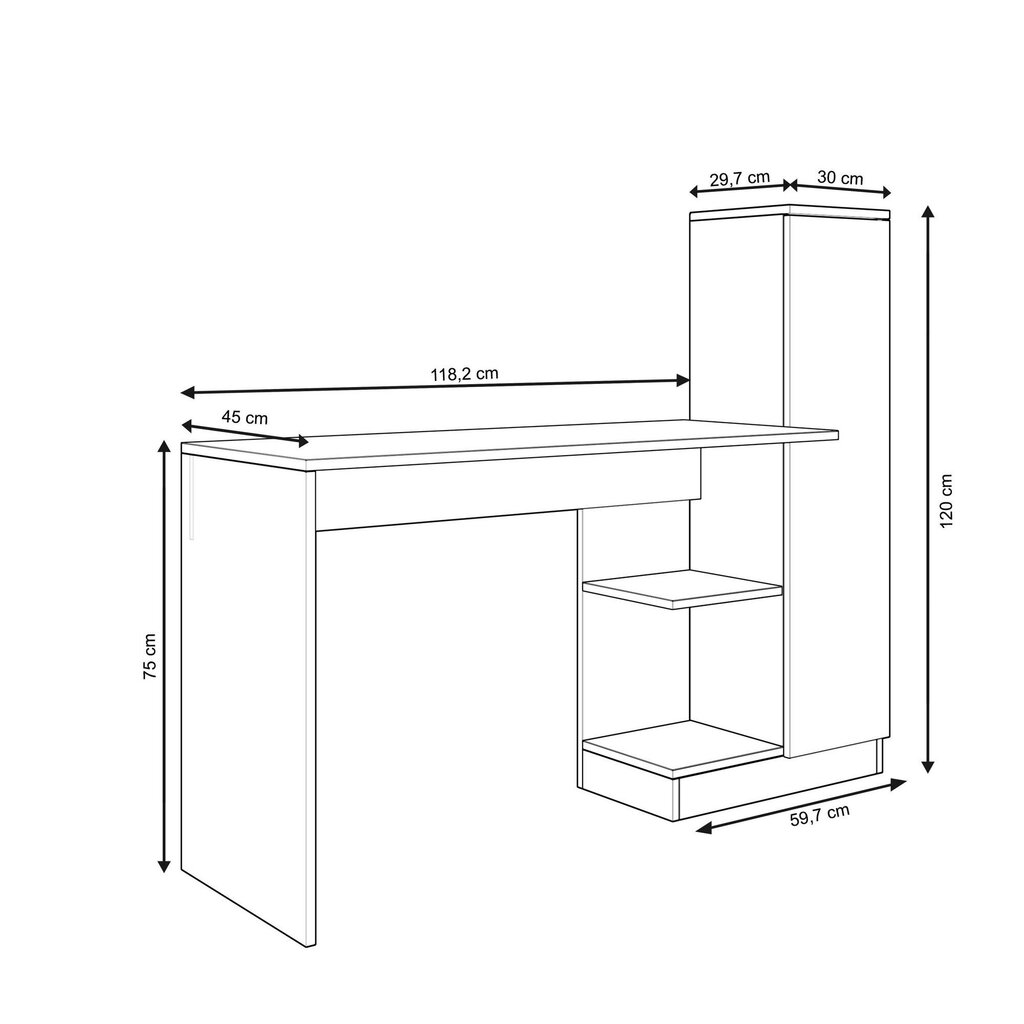 Pöytä, Asir, 120x72x40 cm, valkoinen hinta ja tiedot | Tietokonepöydät ja työpöydät | hobbyhall.fi