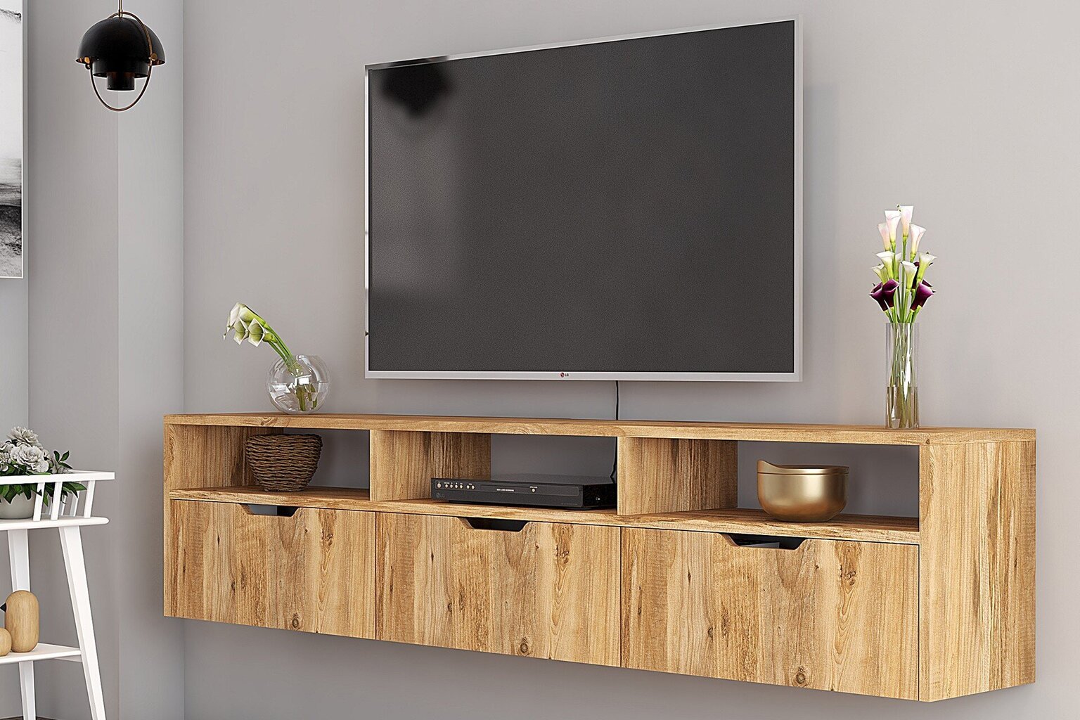 TV-taso, Asir, 160x35x30 cm, vaaleanruskea hinta ja tiedot | TV-tasot | hobbyhall.fi
