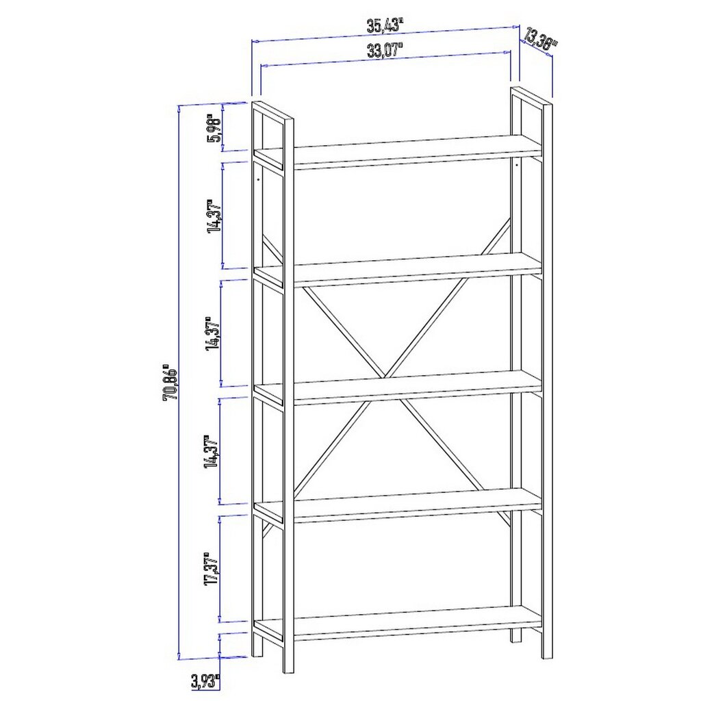 Hylly, Asir, 90x180x34 cm, ruskea hinta ja tiedot | Hyllyt | hobbyhall.fi