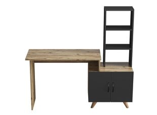 Työpöytä, Asir, 146x138x45 cm, ruskea/harmaa hinta ja tiedot | Tietokonepöydät ja työpöydät | hobbyhall.fi