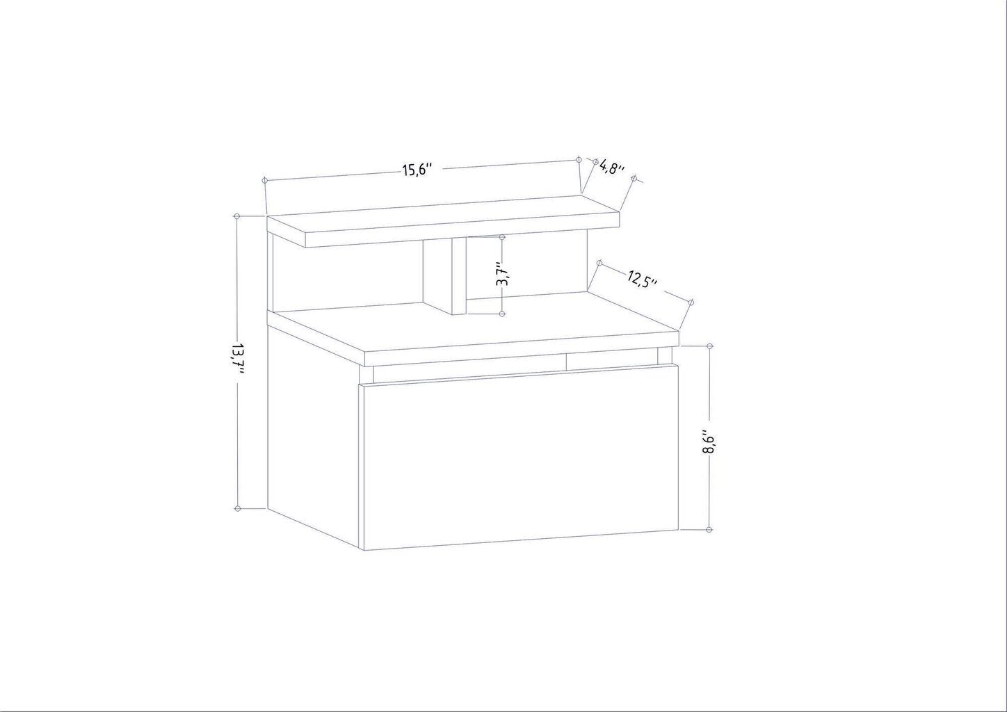 Yöpöytä, Asir, 39,8x31,9x35 cm, valkoinen hinta ja tiedot | Yöpöydät | hobbyhall.fi