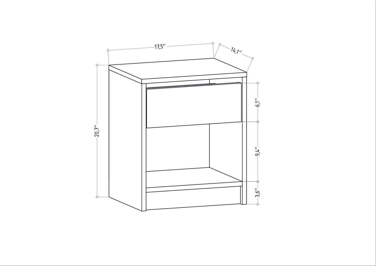 Yöpöytä, Asir, 44,6x35,9x52,8 cm, ruskea hinta ja tiedot | Yöpöydät | hobbyhall.fi