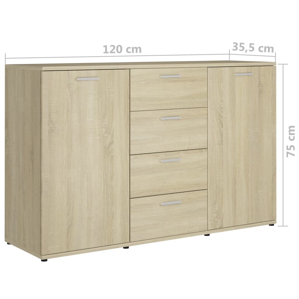 vidaXL Senkki Sonoma-tammi 120x35,5x75 cm lastulevy hinta ja tiedot | Olohuoneen kaapit ja lipastot | hobbyhall.fi