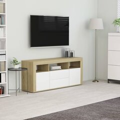 vidaXL TV-taso valkoinen ja Sonoma-tammi 120x30x50 cm lastulevy hinta ja tiedot | TV-tasot | hobbyhall.fi