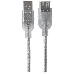 Manhattan Hi-Speed ​​​​USB-jatkoa A-A M/F 4,5 m hopea hinta ja tiedot | Kaapelit ja adapterit | hobbyhall.fi