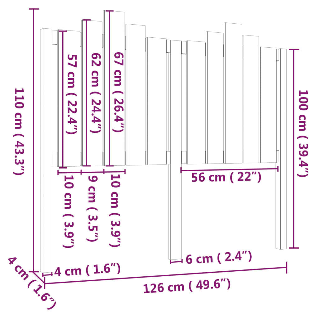 vidaXL Sängynpääty harmaa 126x4x110 cm täysi mänty hinta ja tiedot | Sängyt | hobbyhall.fi